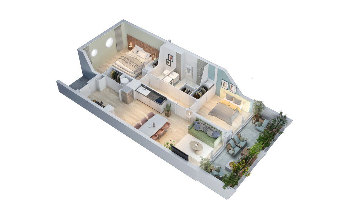 Maquette 3D appartement résidence neuve La grande motte - Patrimonis