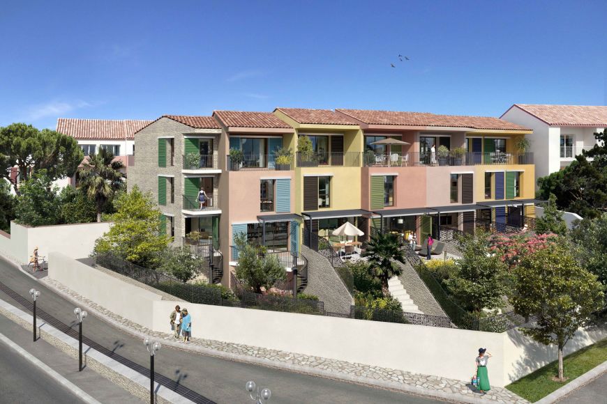 Perspective extérieure vue de jour résidence neuve Collioure - Patrimonis